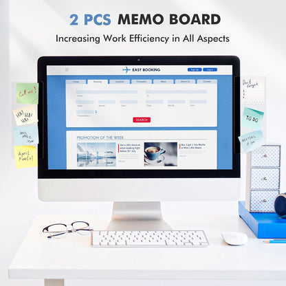 DOLLAR BOSS Monitor Memo Boards for Computers 2 Pcs Office Desk Accessories 11" x 3.1" Transparent Acrylic Monitor Side Panel Multifunction Message Board Screen Note Holder for Office Home Work Desk