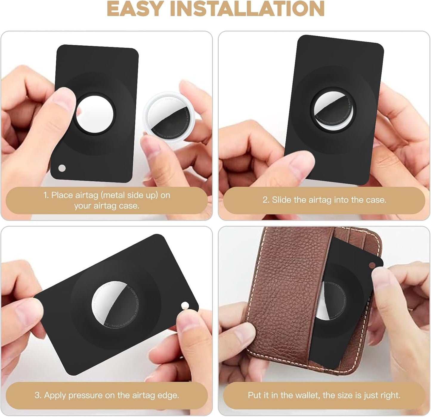 2 Pack Ultra Thin Wallet Holder Card Case for Apple AirTag, Lightweight GPS Tracker Cover for Wallet, Purse, Handbag, Keys, Clutch Bag