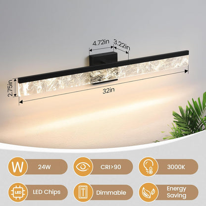 AIJIASI 39-Inch Brushed Gold Vanity Light Fixture, 28W Dimmable LED Modern Light Bar for Bathroom Mirror, Restroom, Bedroom (3000K)
