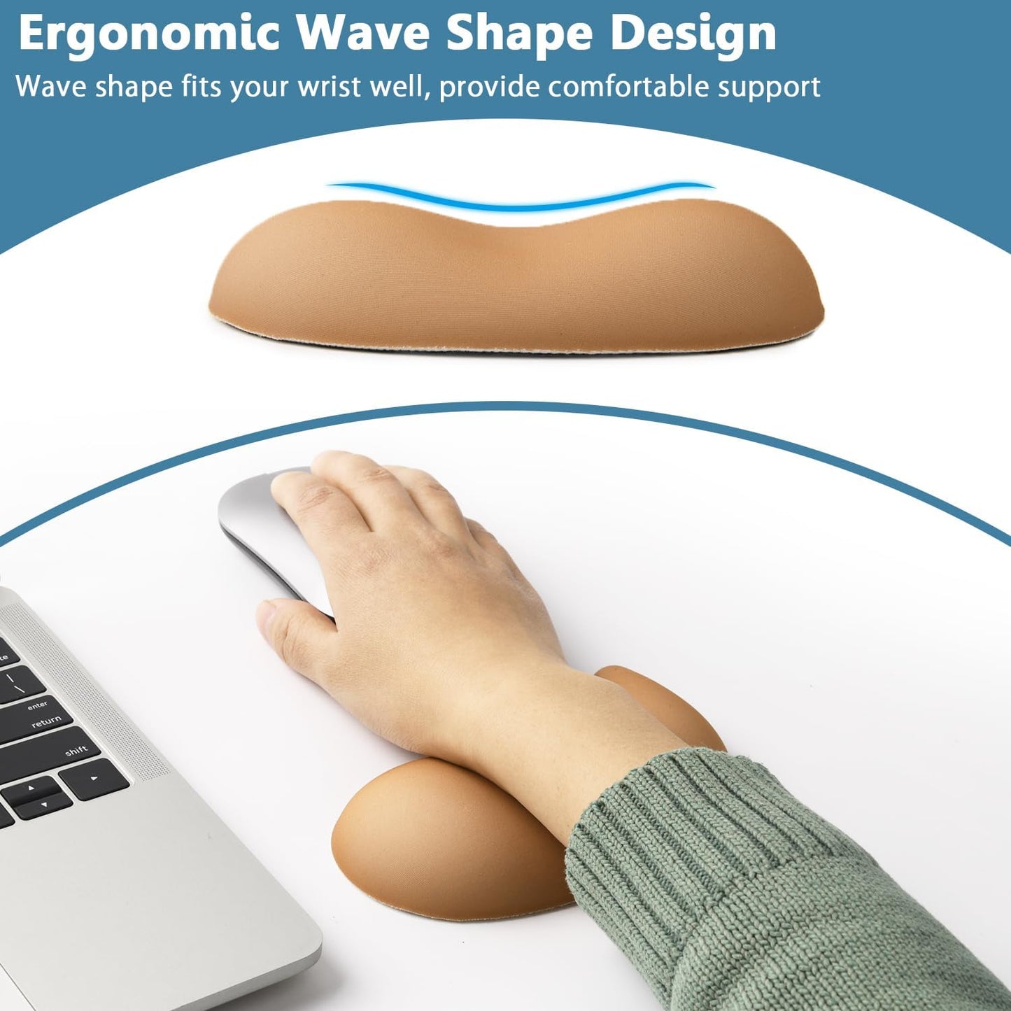 Ergonomic Mouse Wrist Rest Pad, Small Gel Mouse Keyboard Support Cushion Non-Slip Base, for Easy Typing and Wrist Pain Relief Office Computer, Laptop, PC Gaming (Blue)