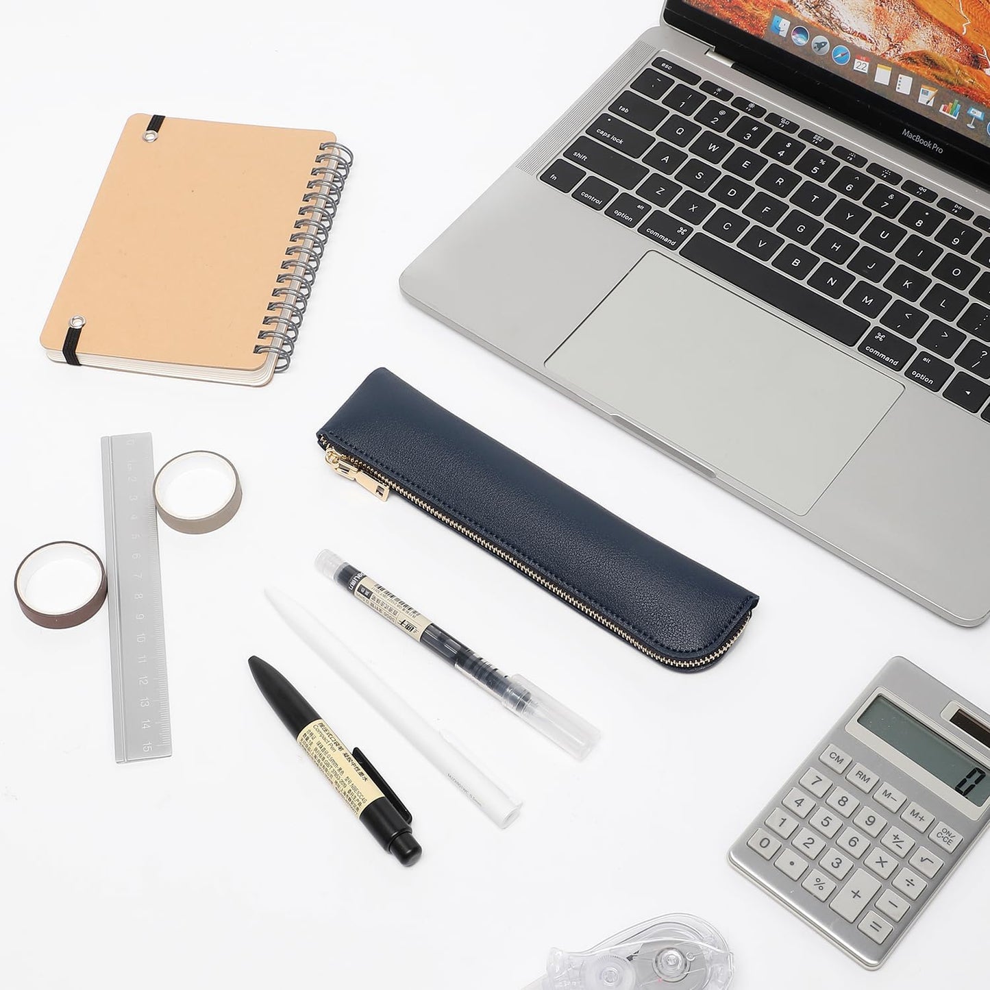 Canvas Pencil Case Small Pencil Pouch Slim Lightweight Pen Case Holder Cute Zipper Bag for School Office