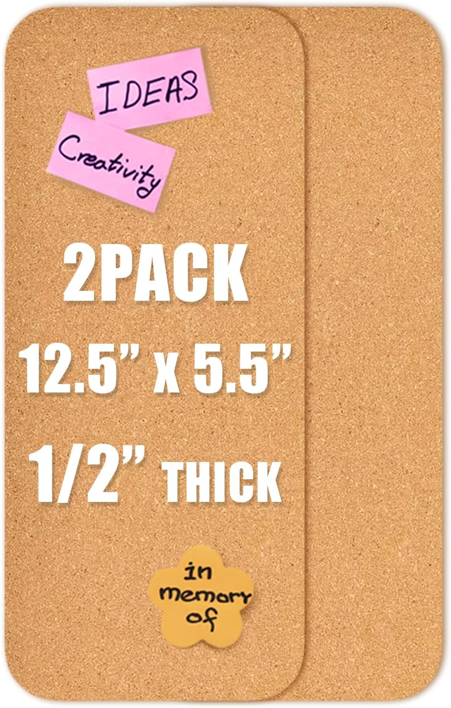 1 PC 12.5"*5.5" Self-Adhesive Cork Board, 1/2"(12mm) Thick Cork Boards for Walls, 1 Pack 12.5"*5.5" Bulletin Board, Cork Board Tiles for Office, Home, School (1PC)