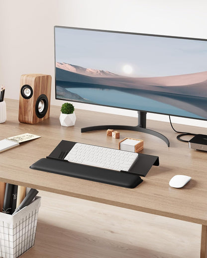 Laborio Computer Keyboard Stand for Desktop, Keyboard Riser Wrist Rest Holder for Easy Typing, Office Desk, Home, School Accessories(Coffee)