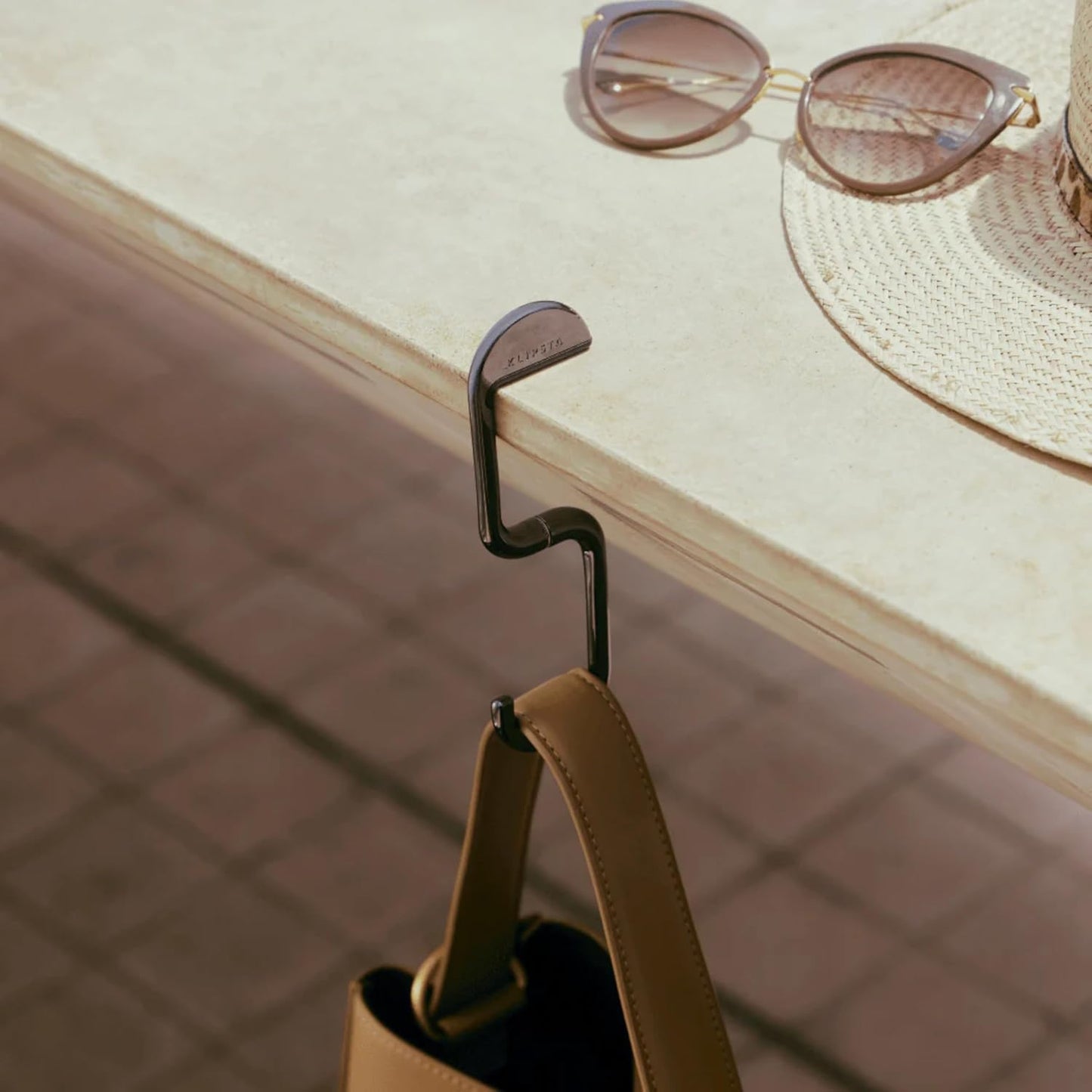 FLIP Bag Hook - Newly Redesigned. Portable Purse Hanger for Table with Magnetic Closure - Now Holds up to 50 lbs (Gold)