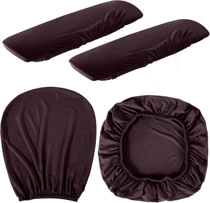 Tallew 4 Pcs Office Chair Covers Set Computer Universal Protective Stretchable Chair Seat Covers Desk Armrest Cover Pads Office Cushion Backrest for Rotating(Regular,Black)