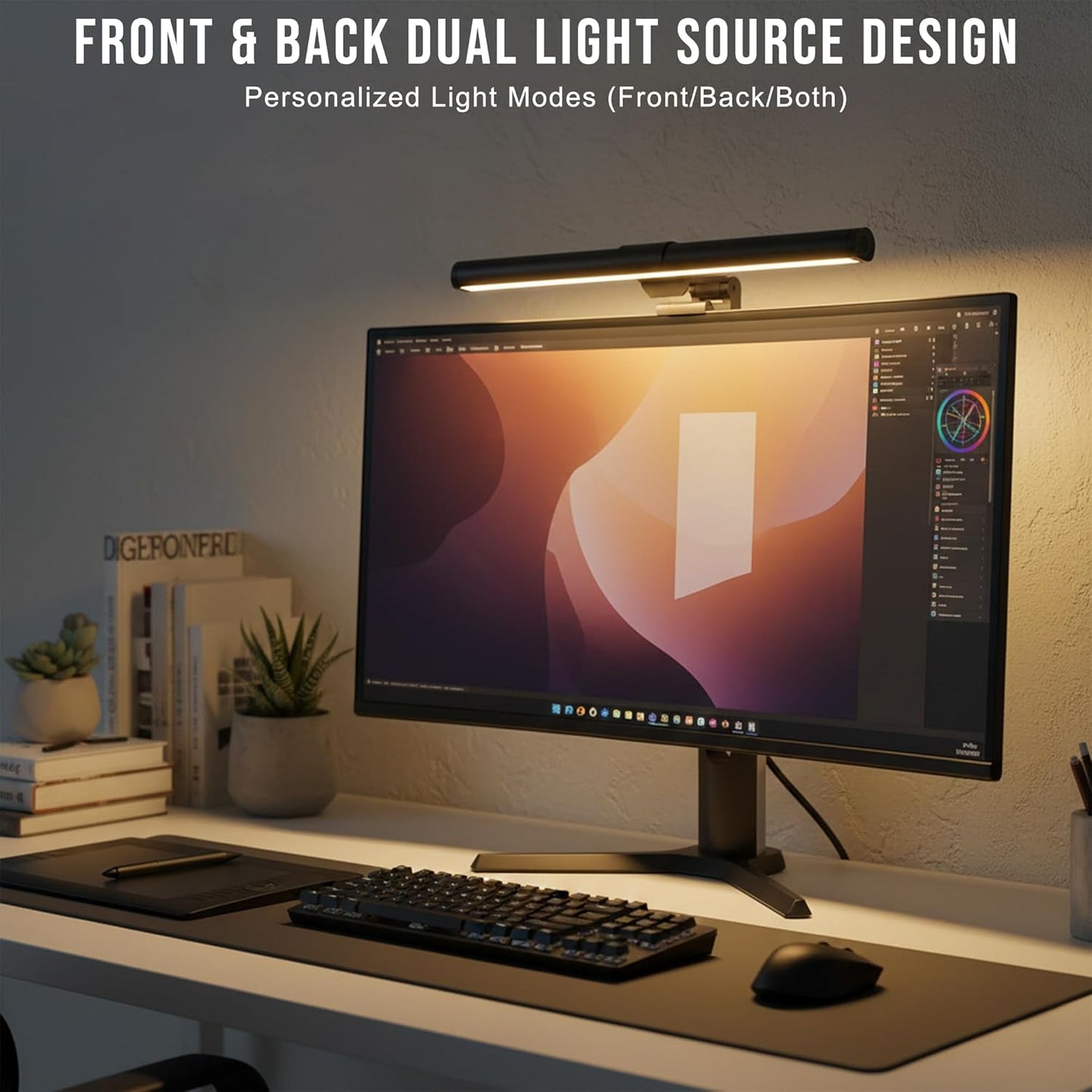 Monitor Light Bar with Touch Control, RGB Desk Lamp Full Spectrum Screen Lamp, Glare-Free Low Blue Light Monitor Lamp with Memory Mode, USB Powered for Gaming, Office & Work