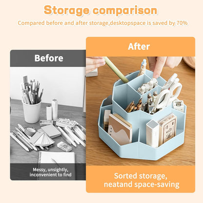 Cayxenful Pencil Pen Holder for Desk,9 Slots 360 Degree Rotating Desk Organizers,Desktop Storage Stationery Supplies Organizer, Cute Pencil Cup Pot For Office, School, Home(Black)