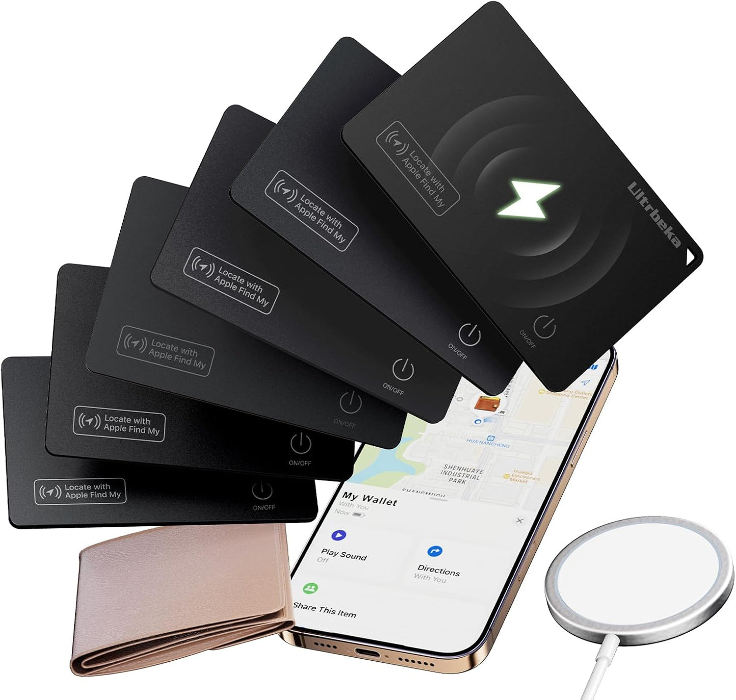 Ultrbeka Wallet Tracker Slim Card Tracker, 0.094in Rechargeable Bluetooth Tracker for Wallets, Passport, Work with Apple Find My, Card Locator- iOS Only [Apple MFi Certified] - 2pcs in 1