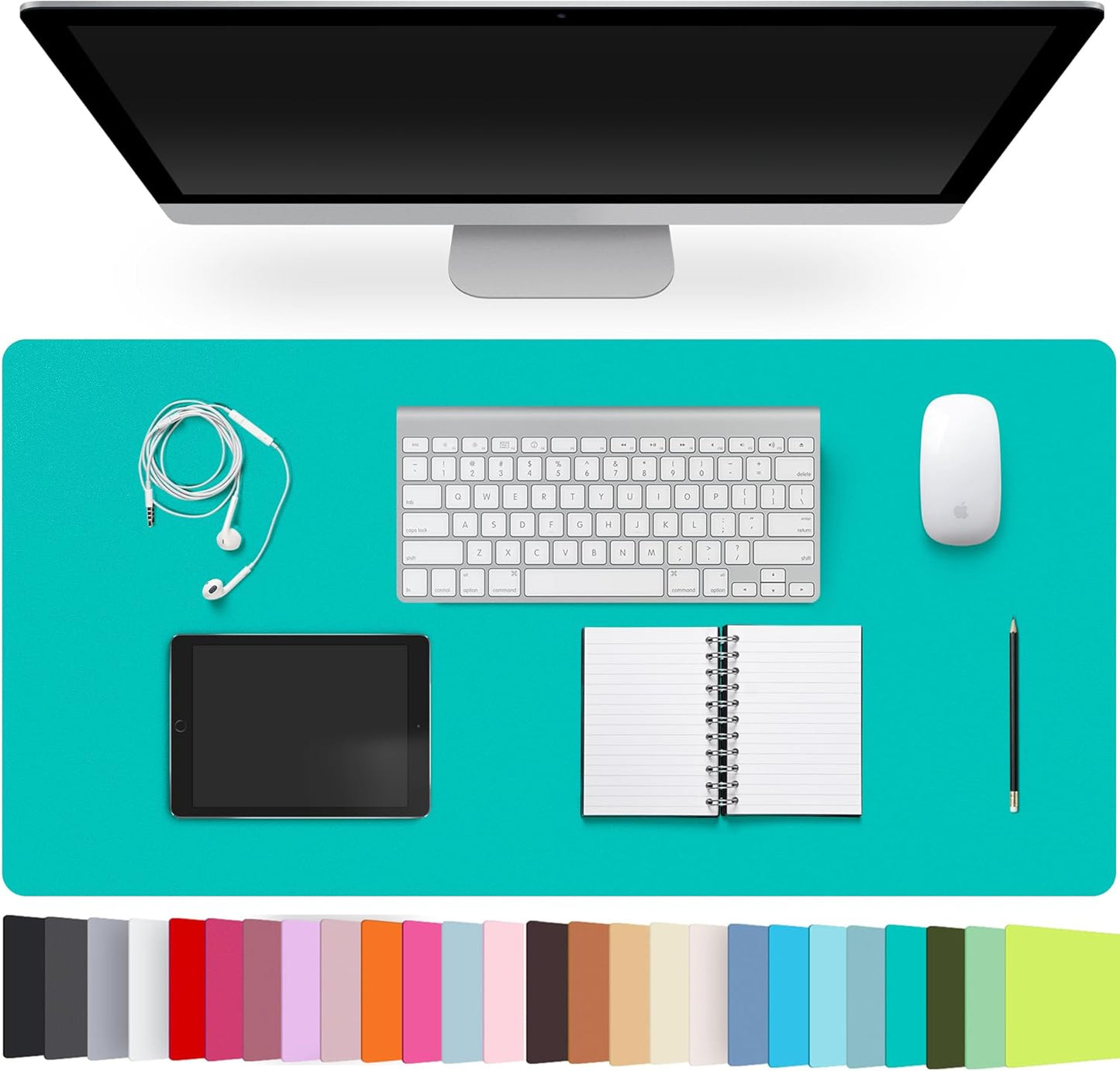 Leather Desk Pad Protector,Non-Slip Desk Pad,on-Slip PU Leather Large Mouse Pad,Easy Clean Desk Protecor Mat,Writing Pad for Office Work/Home/Decor(Black, 23.6" x 13.7")