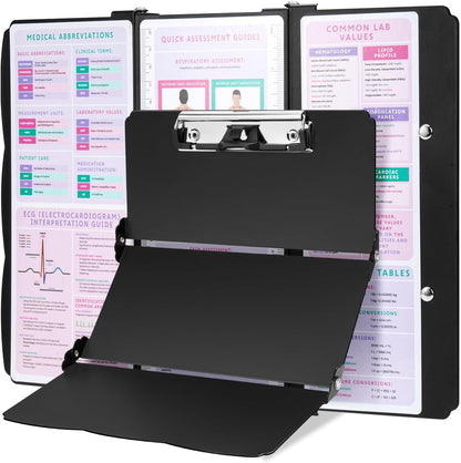 Nursing Clipboard Foldable, Thicken Aluminum Trifold Nursing Clipboard, Nursing Pocket Size Nurse Clipboards with Pen Holder, Nursing Edition Cheat Sheet for Students, Nurses and Doctors, Mint