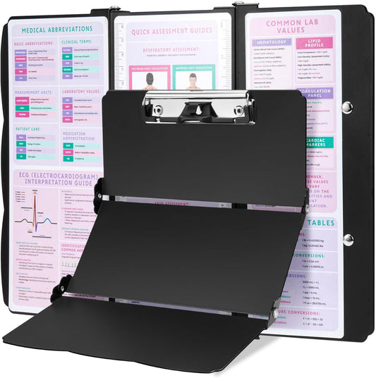 Nursing Clipboard Foldable, Thicken Aluminum Trifold Nursing Clipboard, Nursing Pocket Size Nurse Clipboards with Pen Holder, Nursing Edition Cheat Sheet for Students, Nurses and Doctors, Mint