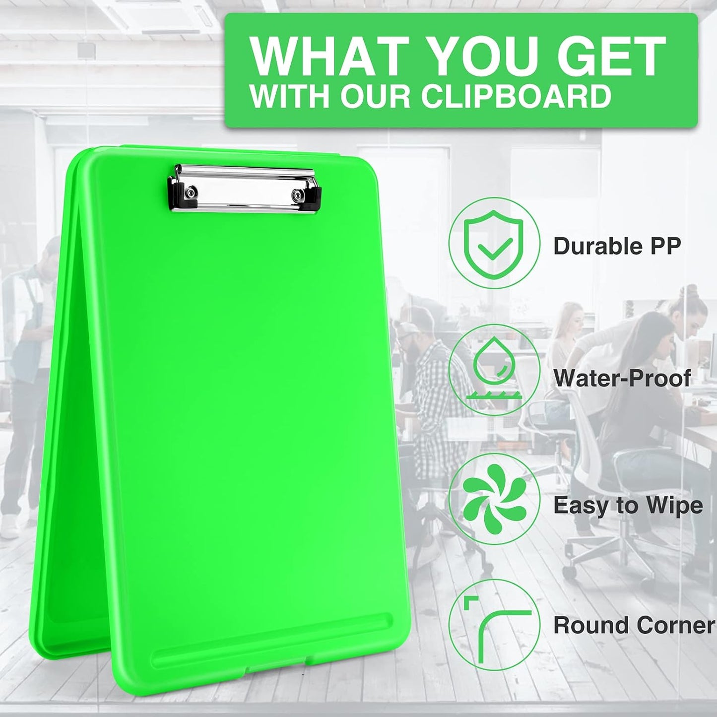 Sooez Clipboard with Storage, Plastic Storage Clipboards with Low Profile Clip, Nursing Clip Boards Foldable, Hanging Clipboard Case for Work, Teacher, Classroom Must Haves, Office School Supplies