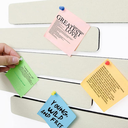 Felt Pin Board Bar Strips Bulletin Board for Bedrooms Offices Home Wall Decoration, Notice Board Self Adhesive Cork Board with 35 Push Pins for Paste Notes, Photos, Schedules