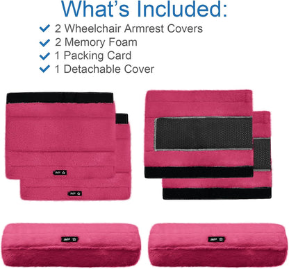 SPRING SEAON Wheelchair Armrest Covers 2 Pack Soft Memory Foam Wheelchair armrest Pads Wicking Washable for Office Transport Chair (Black)