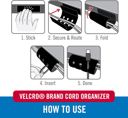 VELCRO Brand ONE-WRAP Cable Ties, 100Pk, 8 x 1/2" Black Cord Organization Straps, Thin Pre-Cut Design, Wire Management for Organizing Home, Office and Data Centers