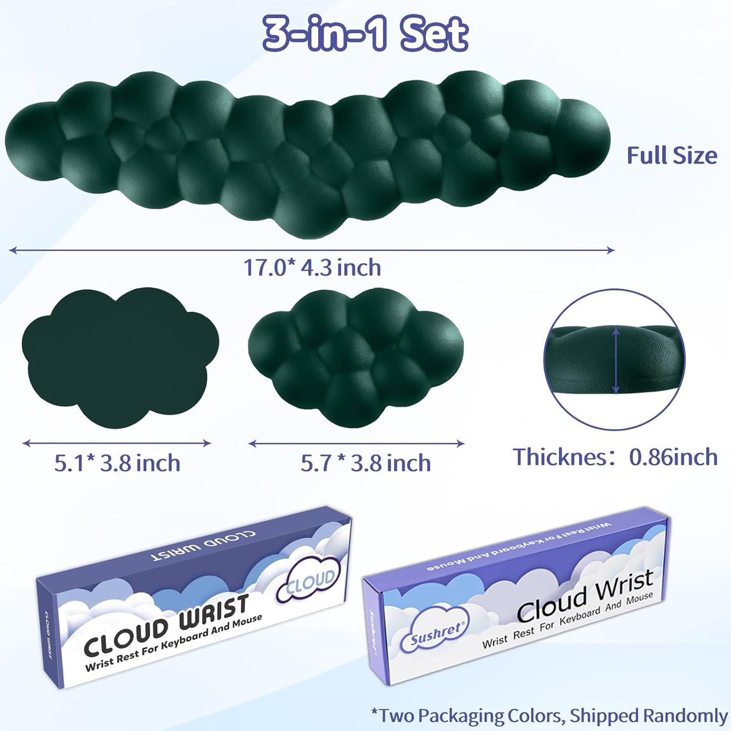 Sushret Cloud Wrist Rest for Keyboard and Mouse, Memory Foam PU Leather Keyboard Wrist Rest with Ergonomic Support, Non-Slip Base, Cute Arm Rest Pad & Palm Cushion, Office Desk Accessory, Purple