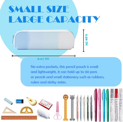 minimaliving Pencil Case,Colorful Silicone Waterproof Pencil Pouch Aesthetic Lightweight&Portable Pen Bag Stylish Small Office Supplies for Adults,Women and Men(Blue)