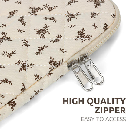 Puffy Laptop Sleeve 13 Inch Cute Quilted Laptop Protective Case Padded Floral Computer Sleeve for MacBook (A-Blue, 13 Inch)