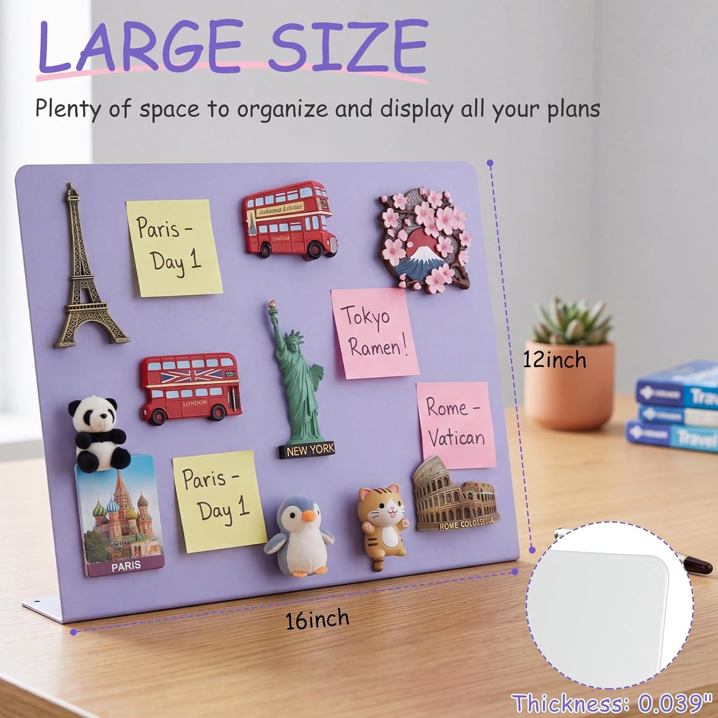Geyoga 2 Pack Magnetic Bulletin Board with Stand, 16 x 12 Inch Black Magnet Display Board for Memo, Menu, Notes, Photos, for Kitchen Countertop, Office Desk, School