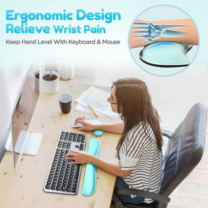 Gimars Upgrade Enlarge Silky and Superfine Fabric Gel Memory Foam Keyboard Wrist Rest Set, Ergonomic Keyboard Mouse Wrist Support for Typing Pain Relief, Comfort for Office, Gaming, Computer, Black