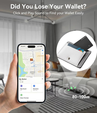 Ultrbeka Ultra-Thin Wallet Tracker Card, Rechargeable 0.094in IP68 Waterproof Bluetooth Tracker for Wallets, Passport, Work with Apple Find My, Card Locator [Apple MFi Certified] iOS Only