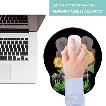 Mouse Pad with Wrist Support, Ergonomic Mouse Pad with Memory Foam Wrist Rest Cushion, Non-Slip Rubber Base Gaming Mice Pad for Home Office Computer Laptop, Flowers Grass