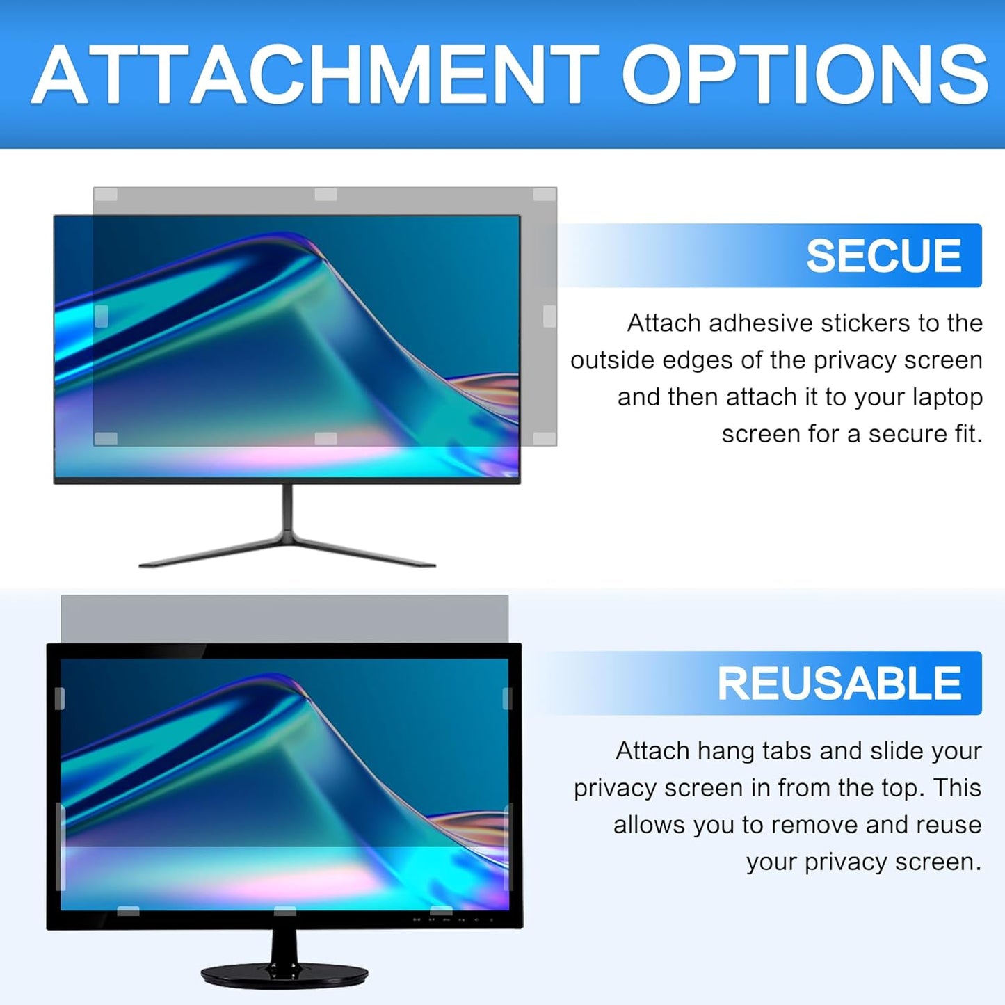 ZOEGAA 14 Inch Laptop Privacy Screen Filter, for 16:10 Widescreen Monitors -Dell HP Acer Samsung Lenovo ASUS Toshiba, Removable Privacy Screen Anti-Peeping, Anti Blue Light Blocking and Anti Glare