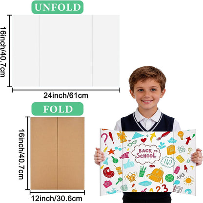 3-Pack Black Trifold Display Boards, 24 x 16 Inches Tri-Fold Corrugated Presentation Boards for Classroom Projects, Science Fairs, Business Events, and Exhibits