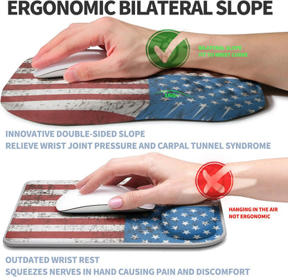 Ergonomic Raised Mouse Pad Wrist Support with Bilateral Slope Memory Foam Mousepad for Wrist Rest and Carpal Tunnel Pain Relief 11.8x7.9〃 Black