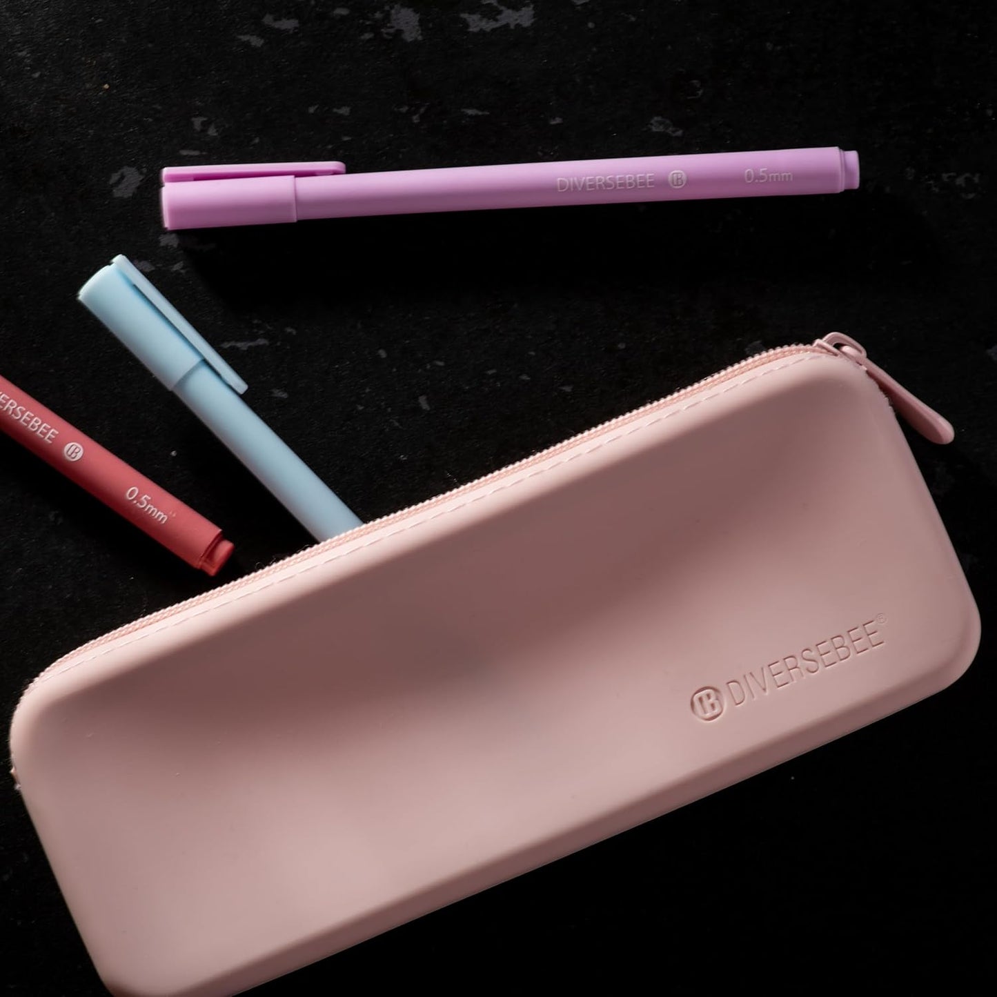 DIVERSEBEE Soft Silicone Pencil Case, Aesthetic Pencil Pouch with Zipper, Cute Pen Bag for School, Bible Journaling Supplies and Accessories, Pencil Organizer (Grape)