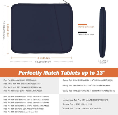 MoKo 9-11 Inch Tablet Sleeve Case, Fits New 11inch iPad Air M4/Pro M5, iPad A16 11", i-Pad 10/9/8/7th/Air 5/4th 10.9"/10.2", Tab S9/S8 11", Protective Bag Carrying Case with Pocket, Dark Gray