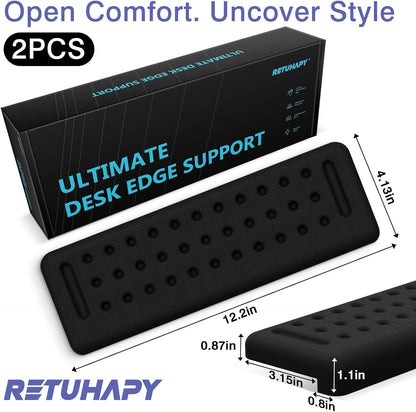 L-Shaped Desk Edge Cushion, 2 PCS Elbow Rest for Desk with Ergonomic Support, Memory Foam Elbow Pad & Arm Rest for Palm, Wrist & Forearm, Non-Slip & Separate Design, Office & Home, Black