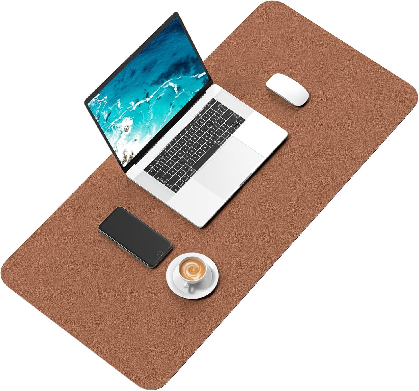 Hsurbtra Desk Pad, 23.6" x 13.8" PU Leather Desk Mat, M Extended Mouse Pad, Waterproof Desktop Blotter Protector, Non-Slip Ultra Thin Small Laptop Keyboard Writing Mat for Office Home, Pink