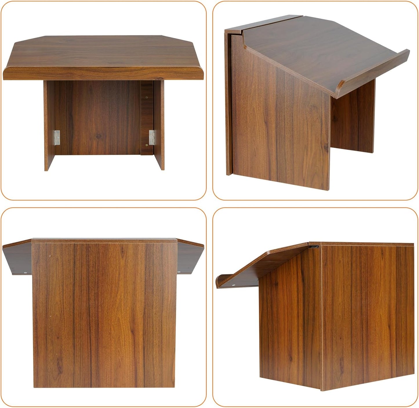Nisorpa Foldable Table top Lectern, Podium Stand with Bookstop Portable Folding Tabletop Desk Teacher Speaker Lecture Classroom Presentation Stand, Laptop Computer Book Holder