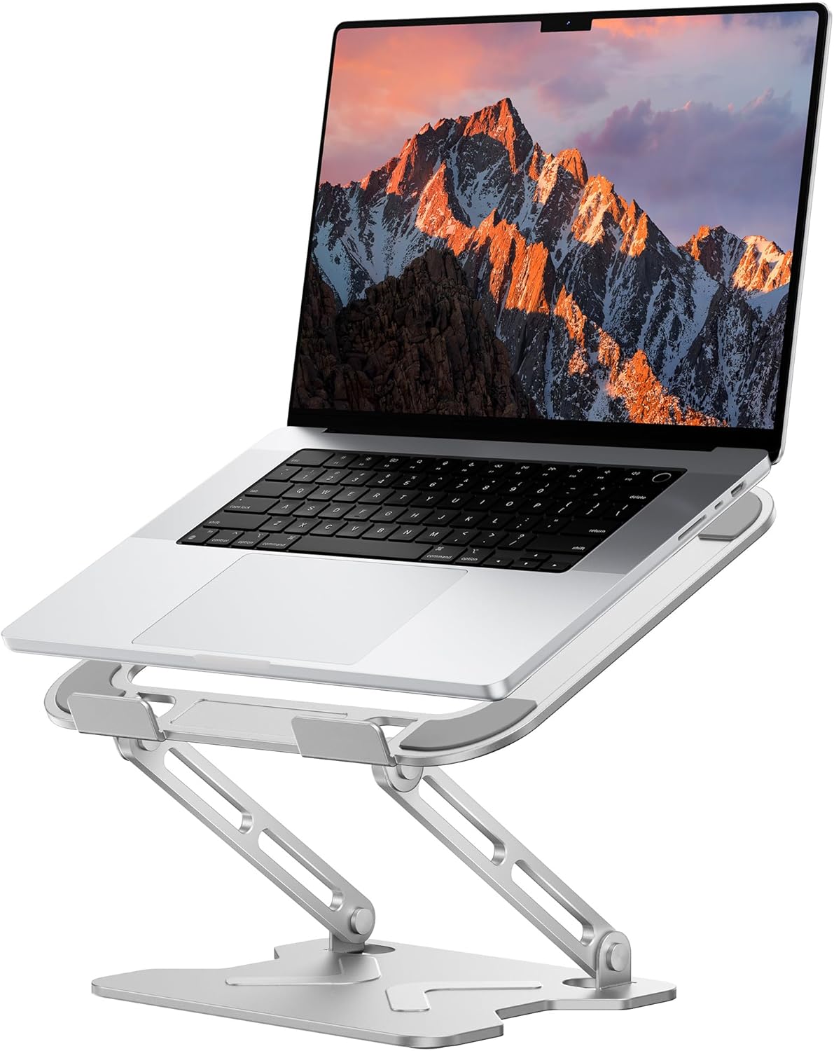 JCZT Adjustable Laptop Stand for Desk, Metal Foldable Laptop Riser, Portable Laptop Holder Mount, Ventilated Cooling Computer Notebook Stand for MacBook Air Pro, All 10-16'' Notebooks Laptops, Pink