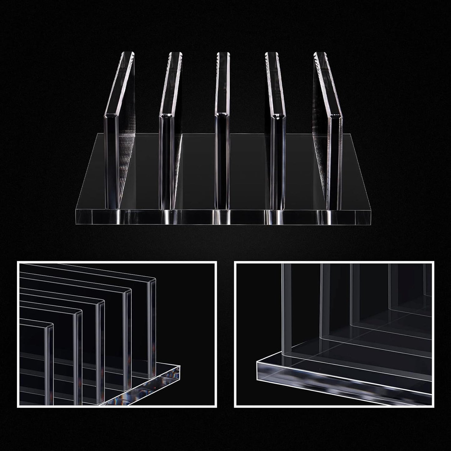 Frienda 1 Piece 4-Compartment Acrylic Vertical Laptop Stand, Can Accommodate with a Thickness of Less Than 2 cm, Fits Most Laptop (Black)