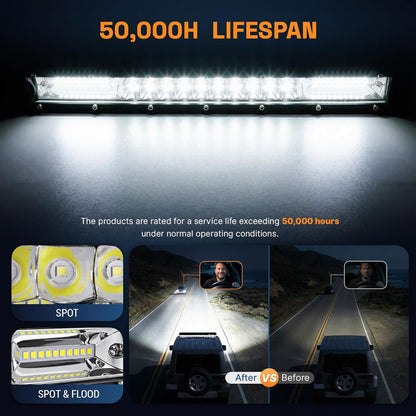 LED Light Bar Kit, 32Inch 585W Ultra Slim Double Row Light Bars, 4PCS 72W Led Cube Pods with Wiring Harness, Off Road Driving Fog Work Lights for Trucks SUV ATV UTV Tractor Pickup Boat