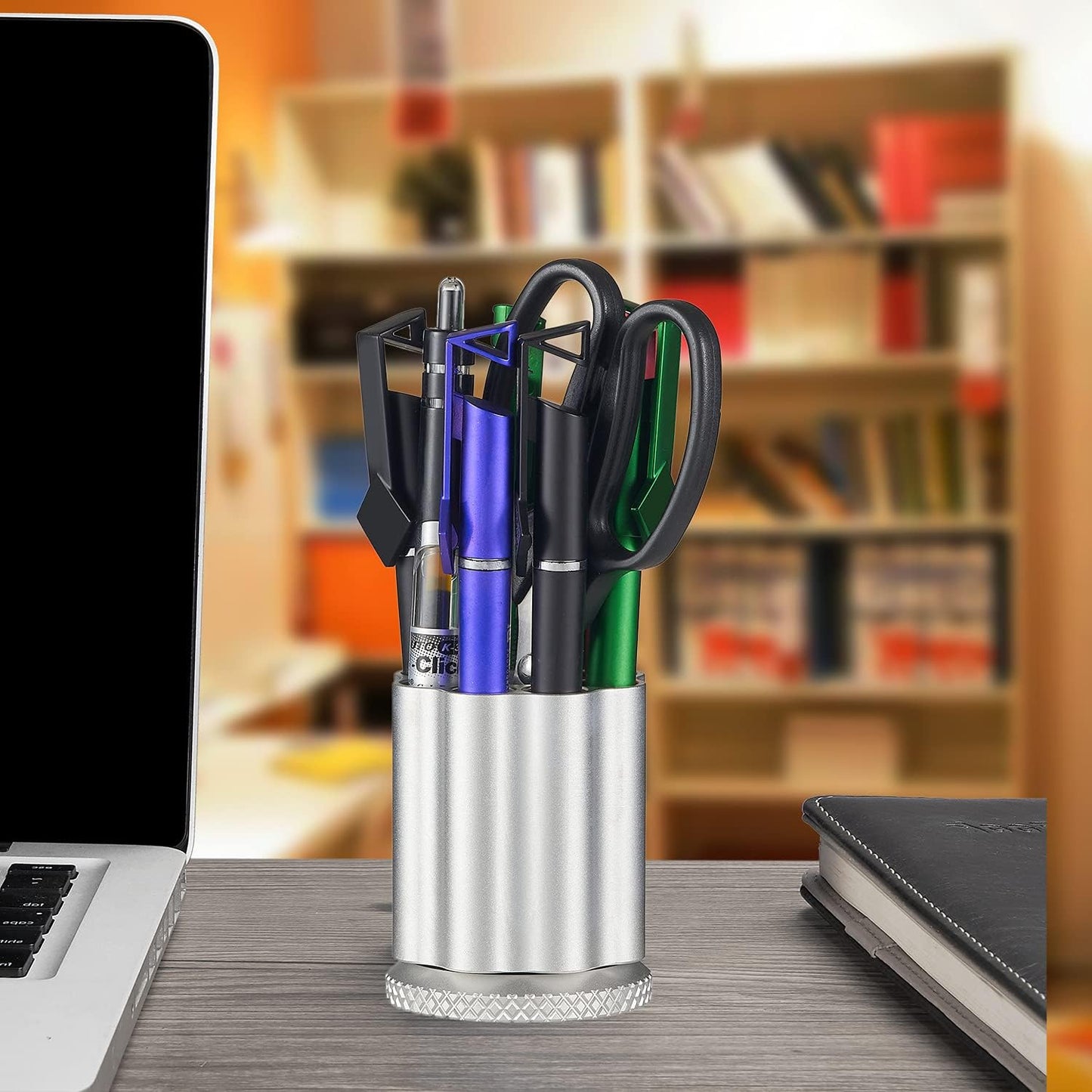 Rotating Revolver Pen Holder, Gun Cylinder Pen Holders, Favorite Pencil Holder and Perfect Stationery Supplies (Black)