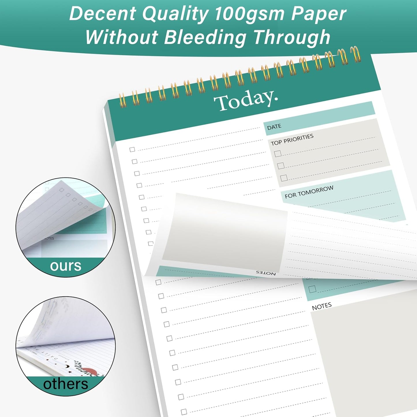 104 Pgs To Do List Notepad - Daily Planner Notepad Undated 52 Duplex-Printed Undated Sheets Tear Off, 6.5" x 9.8" Checklist Productivity Organizer with Hourly Schedule for Tasks