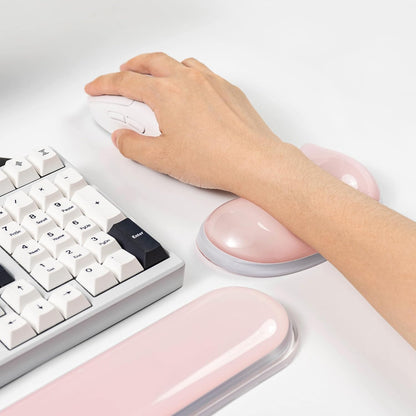 Gel Keyboard and Mouse Wrist Rest Set –White Clear Wrist Rest for Computer Keyboard 60%/68%/75%, Comfort & Support for Typing and Gaming