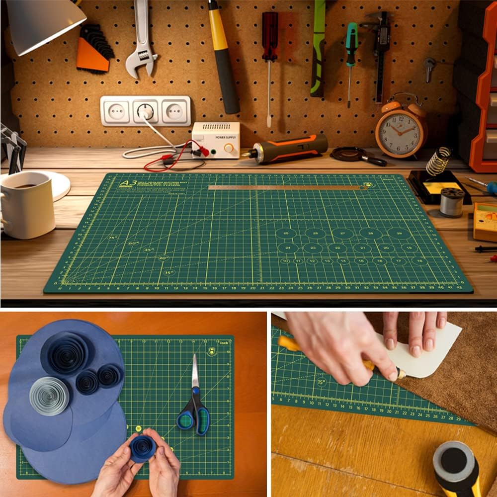 HEADLEY TOOLS 18" x 24" Thickened Self Healing Cutting Mat, A2 Rotary Cutting Sewing Mat for Crafts, Double Sided 5-Ply Table Cutting Board for Fabric Quilting Leather Arts Hobby Project, Grey/Black