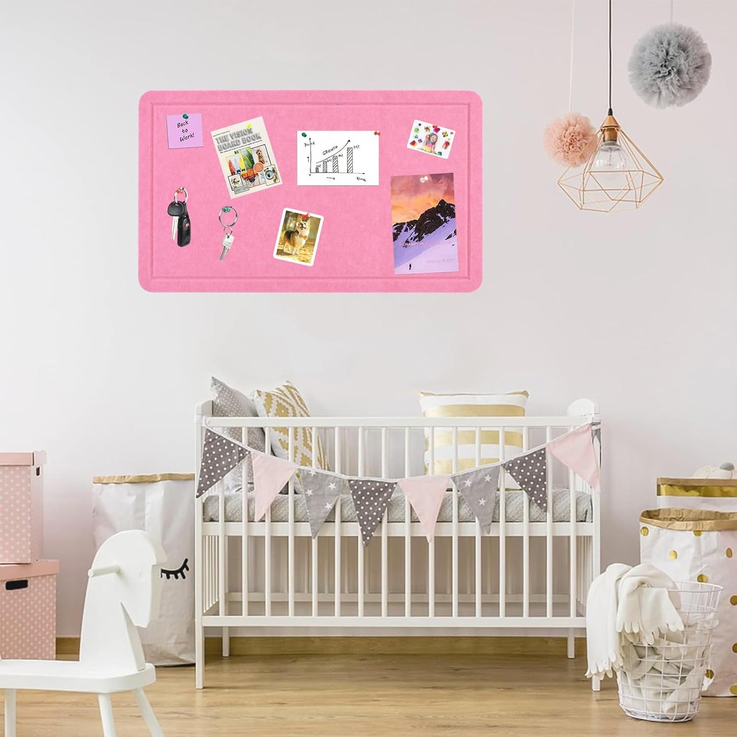 Vuzvuv Black 28"x16" Large Cork Board with 50 Push Pins & Sticky Notes, Self-Adhesive Bulletin Board for Wall, Felt Pin Vision Board for Paste Notes,Schedules Offices Home