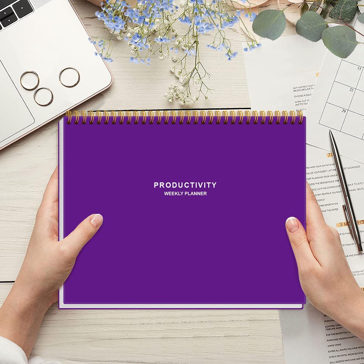 Weekly Productivity Planner - 8.5" x 11" Dashboard Desk Notepad Has 6 Focus Areas to List Tasks for Goals, Projects, Clients, Academic or Meal-Organize Your Daily Work Efficiently, 54 Weeks, Green