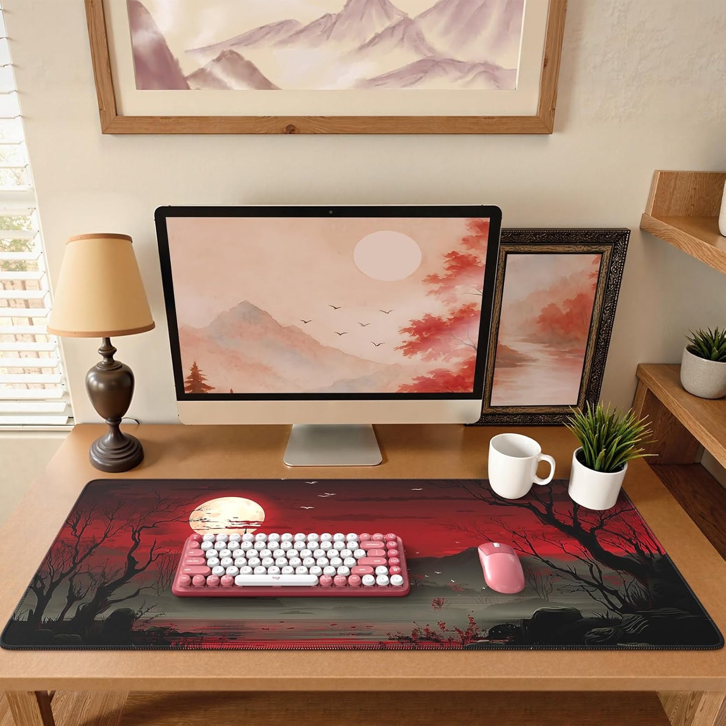 iCasso Desk Cover Mat, Office Mouse Pad, Desk Protector Mat, Extra Large Matt for Desktop,Anti-Slip XXL Big Mousepad with Stitched Edges for Computer Keyboard Retro Black - Colors B