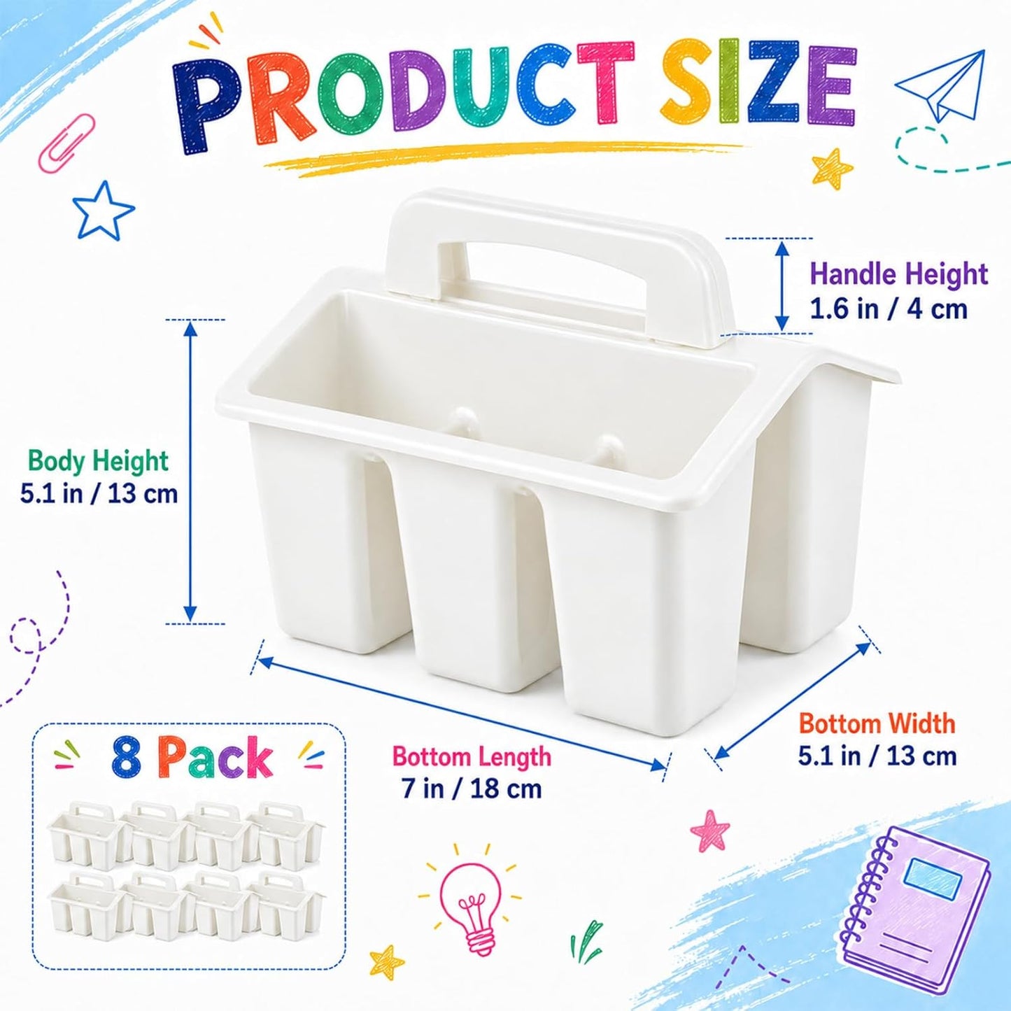 gisgfim 8 Pack Classroom Caddy Storage Basket with Handle 4 Compartment Storage Caddy Plastic Arts Crafts Caddies Protable Classroom Craft Caddies for Kids Schools Art Craft Supplies(Pastel)