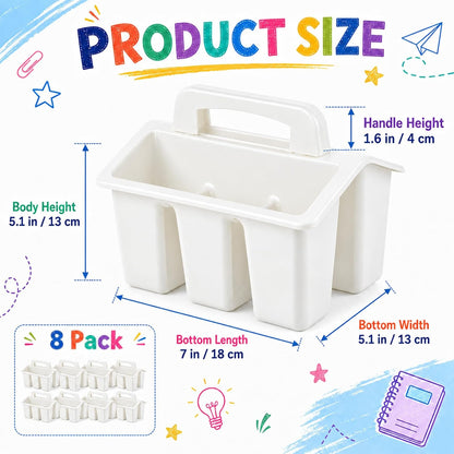 gisgfim 8 Pack Classroom Caddy Storage Basket with Handle 4 Compartment Storage Caddy Plastic Arts Crafts Caddies Protable Classroom Craft Caddies for Kids Schools Art Craft Supplies(Pastel)