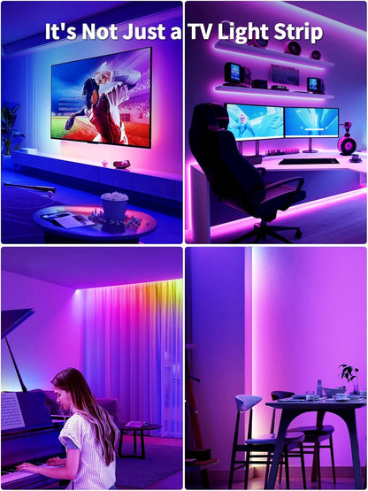 KANTUTOE LED Lights for TV, 16.4ft TV LED Backlight for 45-75 Inch TVs, RGB TV Backlight Behind with Music Sync, Smart APP and Button Control Strip Lights USB Powered for Bedroom/Gaming