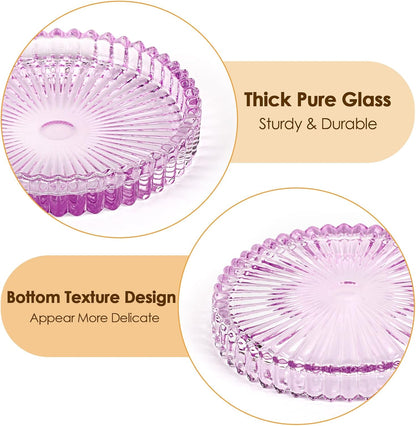 Modern Clear Coasters Set of 5- Glass Cute Coasters for Drinks Crystal Coaster Round Chic Cup Mat Cute Coffee Table Coaster for Kitchen, Bar, Dining Room, Living Room, Patio(Amber)