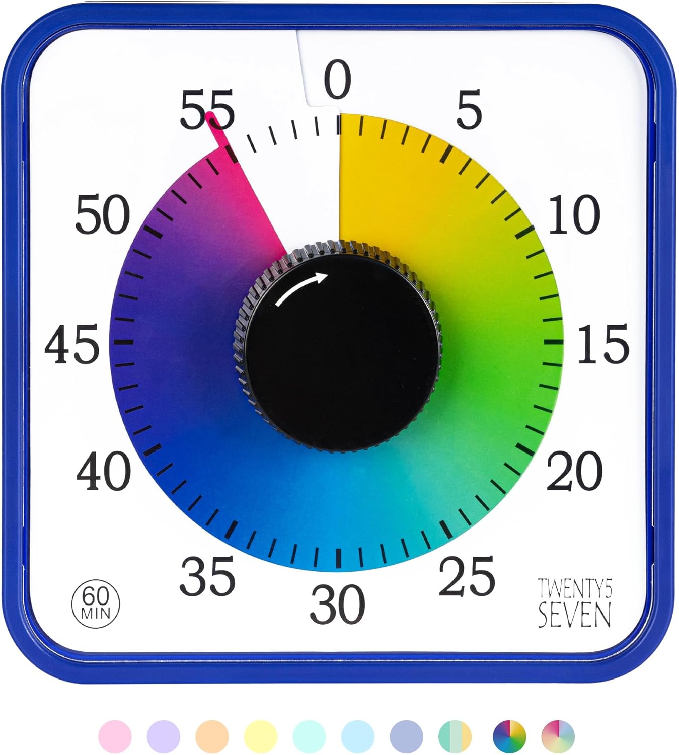 Visual Timer 7.5 inch; 60 Minute 1 Hour Countdown Timer for Kids Classroom Teaching Tool Home Office Meeting, Mechanical Countdown Clock for Exam Time Management Magnetic, Sky Blue with Colorful Disc