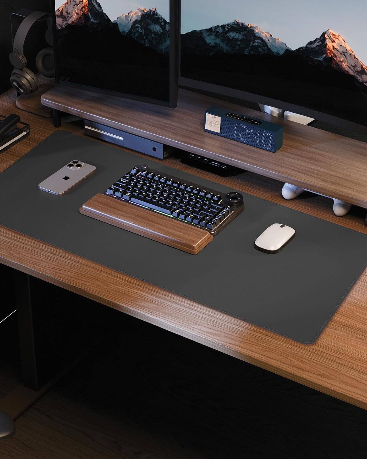 AFIING Desk Pad Protector 23.6" x 13.7" - Non-Slip Waterproof PU Leather Desk Mat for Mouse, Keyboard, Laptop, Office and Home Workspace (Beige)